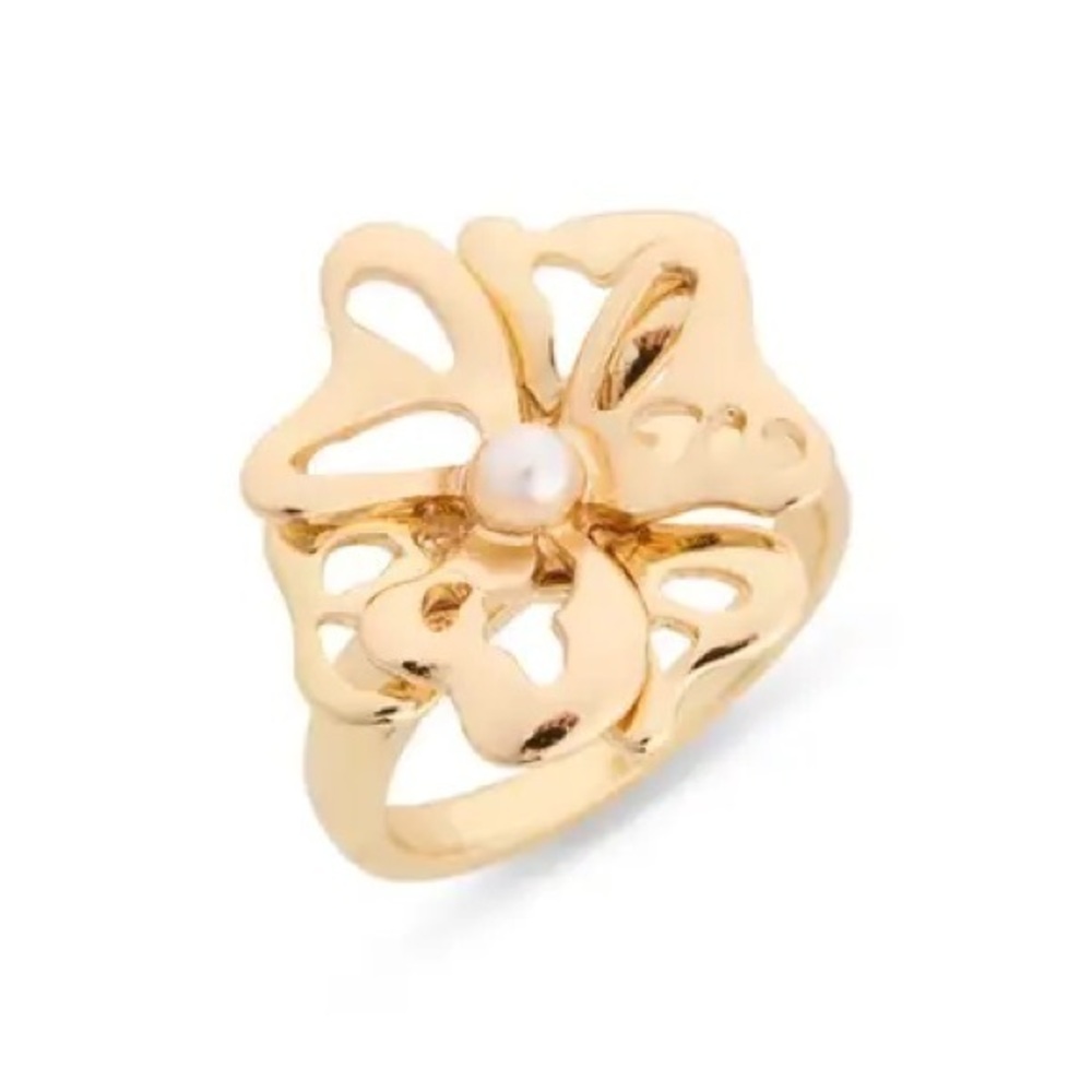 Nordstrom Gold Floral Ring with Pearl